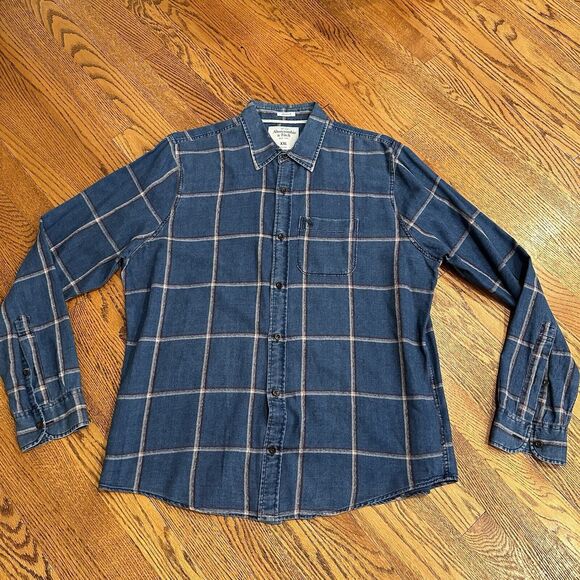 XXL Abercrombie And Fitch Men's Blue Plaid Shirt - Picture 1 of 11